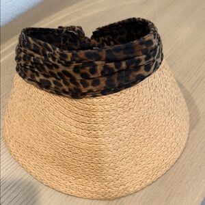 Zara Leopard and Tan Straw Visor